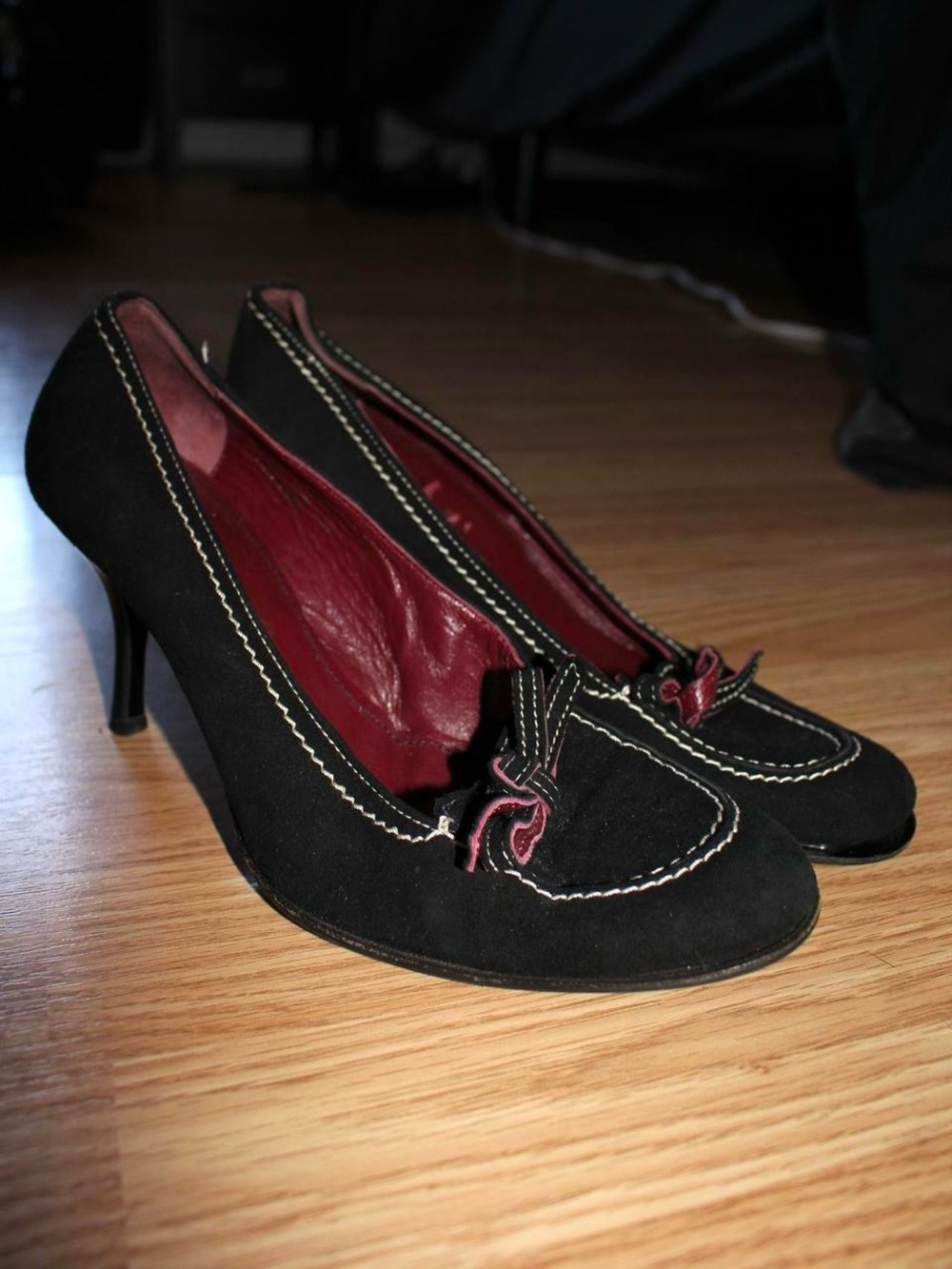 Coach Black Suede Pumps with Red Interior